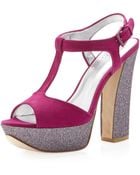 Pelle Moda Yvaine Tstrap Glitter Sandal Cerise - Lyst