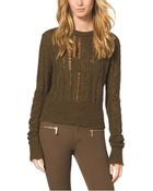 Michael Kors Openstitch Cable Crewneck Sweater - Lyst