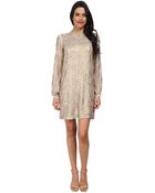 Badgley Mischka Long Bell Sleeve Sheath - Lyst