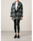 MSGM Checked Double Breasted Coat - Lyst
