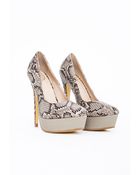 Missguided Sienna Pointed Platform Court Shoes Taupe Snakeskin - Lyst