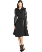 Oscar de la Renta Leather & Cashgora Coat With Self Belt - Lyst