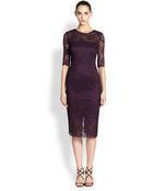 Ml Monique Lhuillier Scalloped Lace Sheath - Lyst