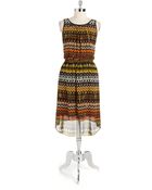 Vince Camuto Hi Lo Dress With Faux Leather Trim - Lyst