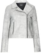 Topshop Crackle Boxy Leather Biker Jacket - Lyst