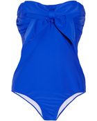 Miu Miu Bowembellished Bandeau Swimsuit - Lyst