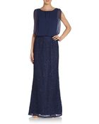 Aidan By Aidan Mattox Lace-Skirt Sequined Gown - Lyst