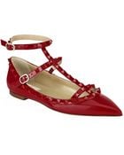 Valentino Rockstud Patent Ballet Flat - Lyst