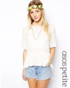 Asos Petite Short Sleeve Hi Lo Peplum Top - Lyst