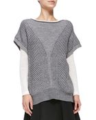 Halston Heritage Short-Sleeve Poncho W/ Stitch Detail - Lyst