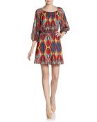 Alice + Olivia Killian Printed Blouson-Sleeve Dress - Lyst
