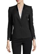 Helmut Lang Fitted Leather-Trim Suit Jacket - Lyst