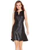 Vince Camuto Fit And Flare Neck Detail Dress - Lyst