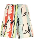 River Island Green Paint Splash High Waisted Shorts - Lyst