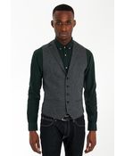 French Connection Slim Fit Grey Herringbone Waistcoat - Lyst