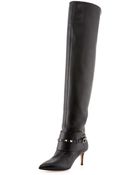 Valentino Rockstud Low-Heel Over-The-Knee Boot - Lyst