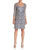 Adrienne Vittadini Embroidered Lace Sheath Dress - Lyst