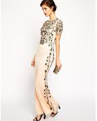 Asos Red Carpet Baroque Embellished Fishtail Maxi - Lyst