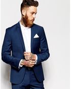 Asos Skinny Fit Suit Jacket In Navy - Lyst