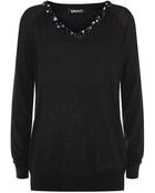 DKNY Embellished Cold Shoulder Sweater - Lyst