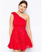 Ax Paris One Shoulder Lace Dress - Lyst