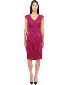 Sue Wong Cap Sleeve Embroidered Dress - Lyst