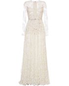 Elie Saab White Lace Long Sleeve Gown - Lyst