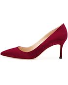 Manolo Blahnik Bb Suede 70mm Pump Claret Made To Order - Lyst