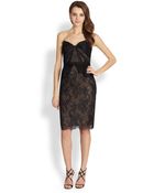 Notte By Marchesa Strapless Lace & Organza Dress - Lyst