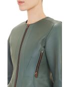 Cedric Charlier Leather Peplum Jacket - Lyst