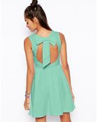 Asos Mini Skater Dress With Bow Back - Lyst
