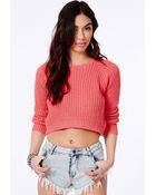 Missguided Berte Cropped Jumper In Coral - Lyst