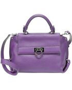 Ferragamo Purple Leather Gancio Small 'Sofia' Convertible Satchel - Lyst