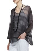 Eileen Fisher Printed Silk Chiffon Top - Lyst