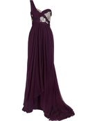 Marchesa Embellished Crinkled Silk/chiffon Gown - Lyst