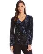 Karen Kane Blue Burnout Wrap Top - Lyst