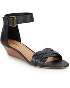 Nine West Valci Leather Ankle Wedge Sandals - Lyst