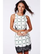 Missguided Jazmina Grid Print Crop Top Green - Lyst