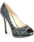 Jimmy Choo Klara Crystal-Covered Peep Toe Pumps - Lyst