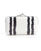 Alexander McQueen White And Black Embossed Leather Skull Clasp Clutch - Lyst