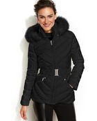 Laundry By Shelli Segal Faux-Fur-Hooded Quilted Down Puffer Coat - Lyst