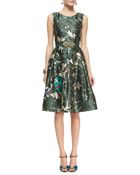 Oscar de la Renta Forest Printed Belted Aline Dress - Lyst