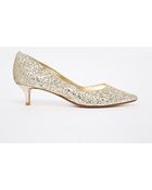 Dune Blitzen Gold Glitter Kitten Heel Pumps - Lyst