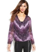 Inc International Concepts Tiefront Printed Blouse - Lyst