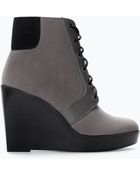 Zara Lace-Up Wedge Booties - Lyst