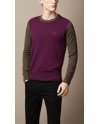 Burberry Contrast Colour Wool Cashmere Sweater - Lyst
