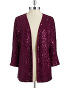 Jones New York Open Front Sequined Top - Lyst