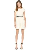 4.collective Cap Sleeve Dress - Cream - Lyst