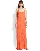 Alice + Olivia Kelly Embroidered Silk Chiffon Maxi Dress - Lyst