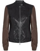 Karen Millen Colour Block Leather Bomber Jacket - Lyst